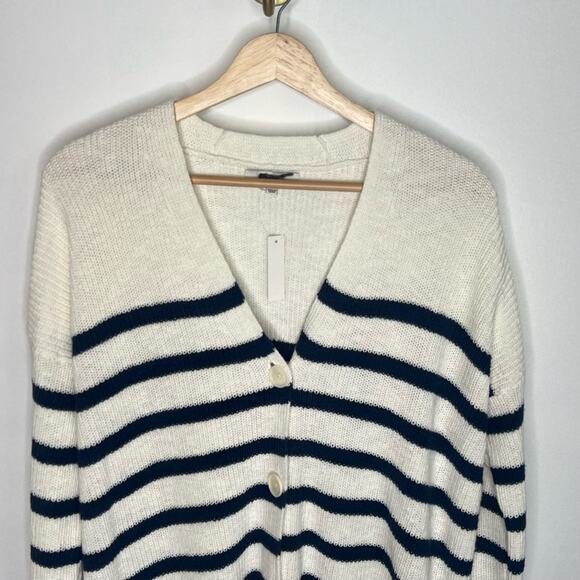 Madewell Navy Stripe Cardigan Button Front Knit Sweater - Picture 4 of 5
